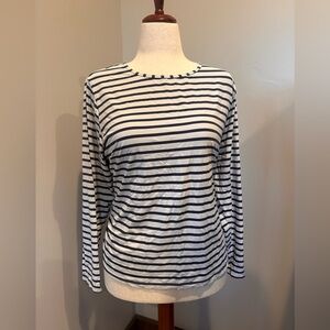 Lands' End Navy and White Striped Long Sleeve Rashgaurd